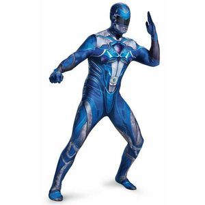 Mighty Morphin Power Rangers Blue Ranger Saban Adult Halloween Costume 2XL 50-52